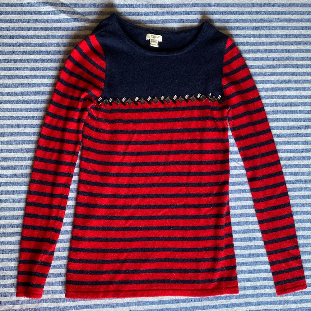 J. Crew Women’s Striped Embellished Sweater